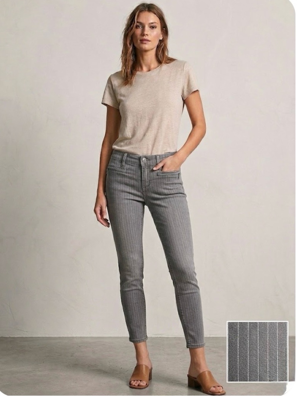 THE LIMITED GRAY PINSTRIPED SKINNY LEG JEANS